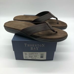 Thornton Bay Men Thong Sandals Brown Size 11M
